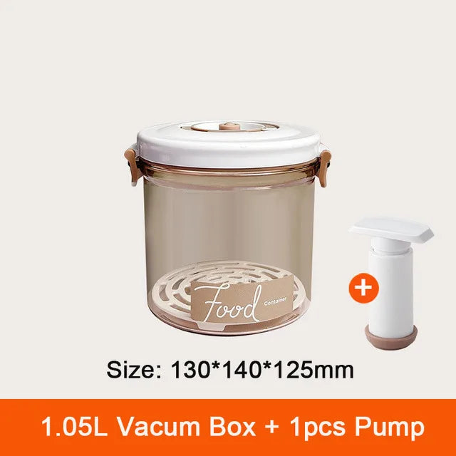 Food Storage Container Vacuum Storage Box with Drain Net Large Capacity Food Dispenser Transparent Sealed Tank Kitchen Organizer