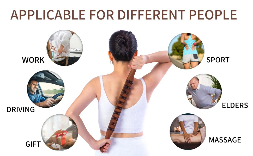 Wood Lymphatic Drainage Massager Handheld Massage Stick Lymphatic Drainage Tools for Neck Back Pain Relief Stomach Body Shaping