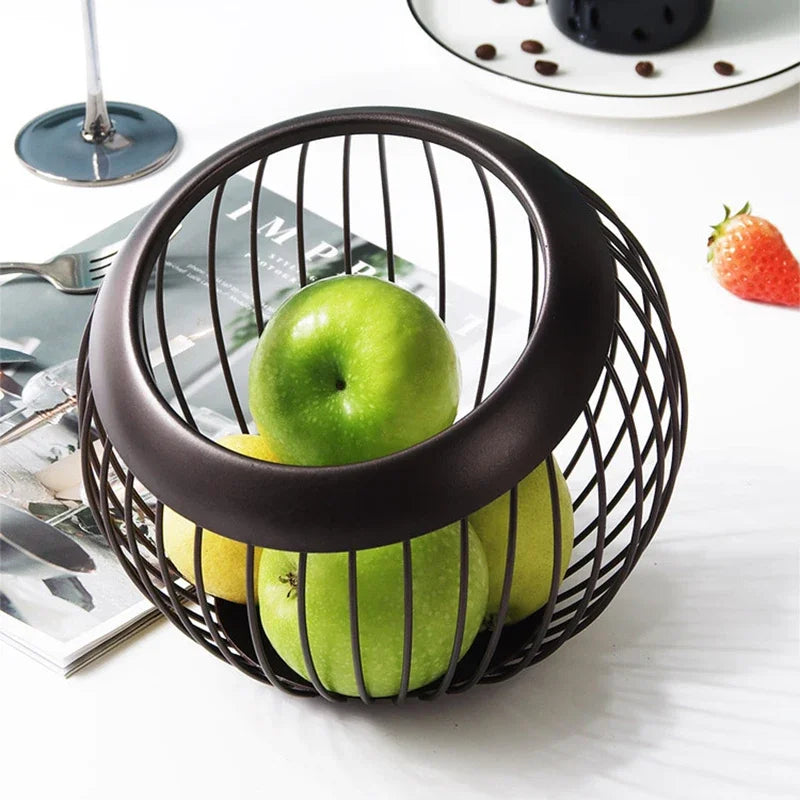 Iron Storage Fruit Plate Drain Basket Egg Vegetable Storage Bowls Nordic Snack Candy Fruit Basket Kitchen Home Storage Organizer