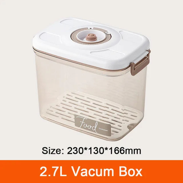 Food Storage Container Vacuum Storage Box with Drain Net Large Capacity Food Dispenser Transparent Sealed Tank Kitchen Organizer