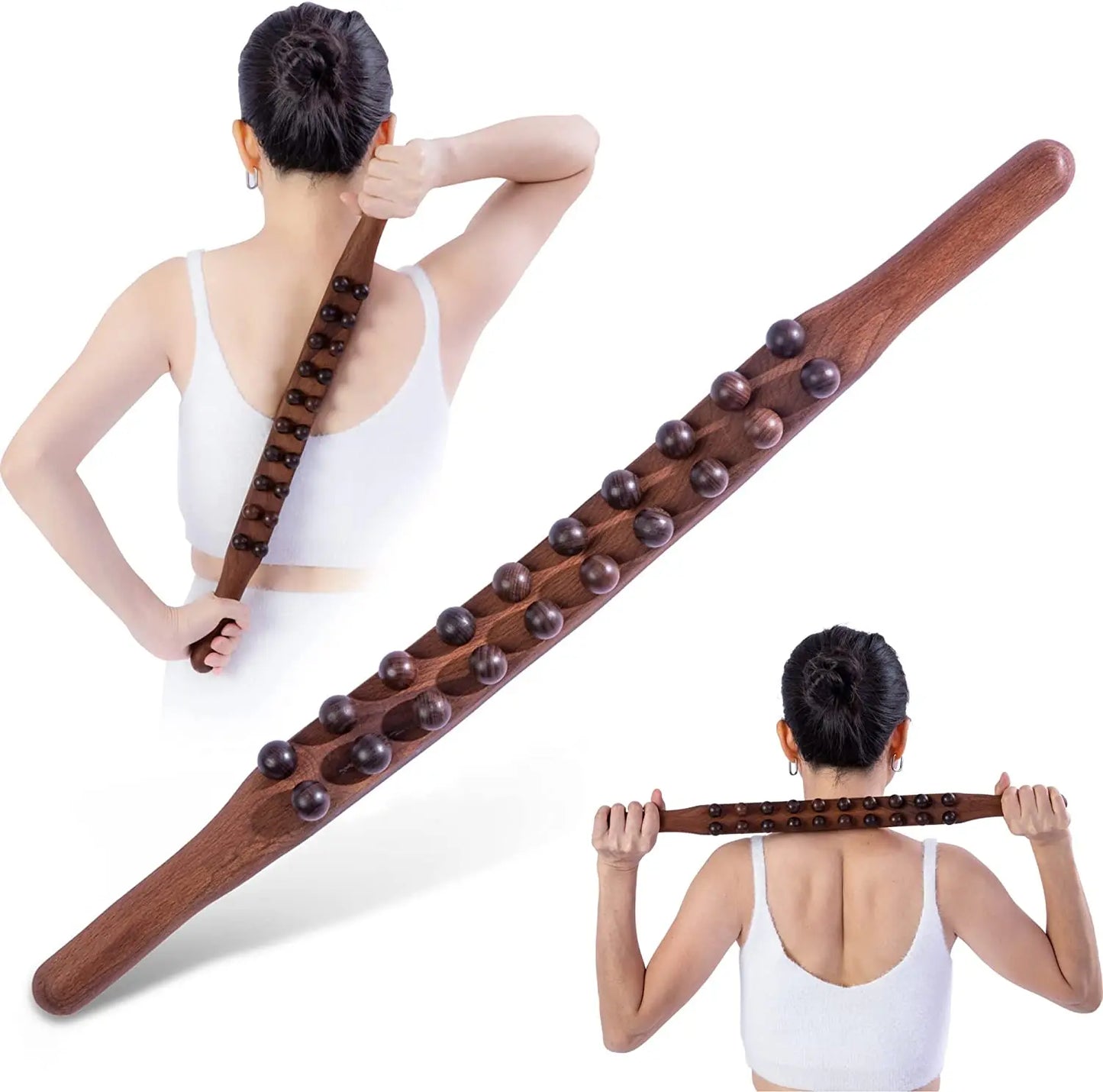 Wood Lymphatic Drainage Massager Handheld Massage Stick Lymphatic Drainage Tools for Neck Back Pain Relief Stomach Body Shaping