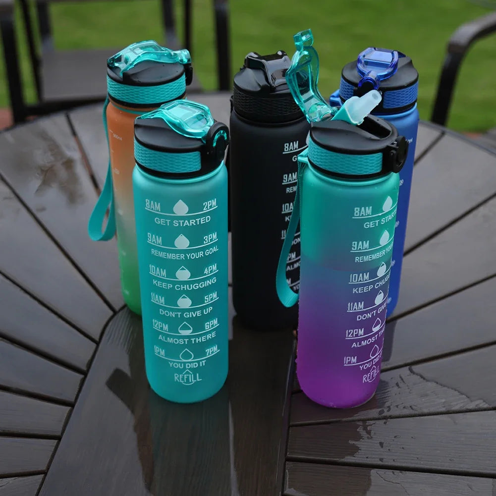 1 Liter Water Bottle Motivational Sport Water Bottle Leakproof Bottles Drinking Outdoor Travel Gym Fitness Jugs for Kitchen Cups